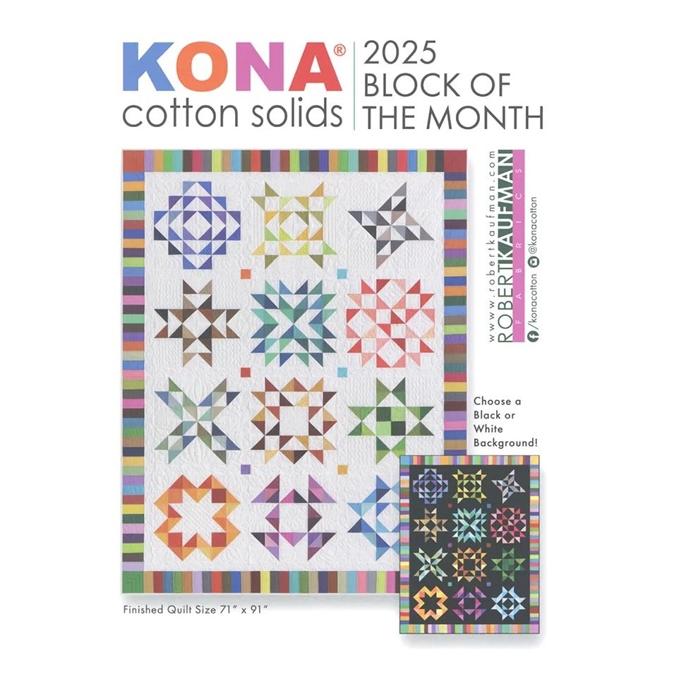 2025 Kona Cotton Block of the Month Pattern Card Set | Robert Kaufman