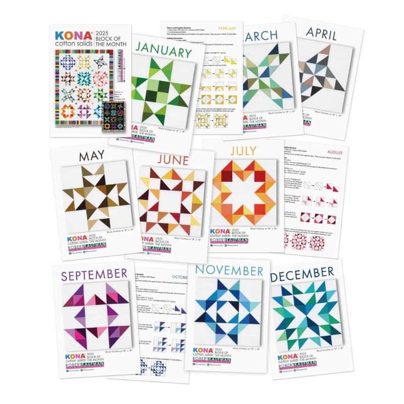 2025 Kona Cotton Block of the Month Pattern Card Set | Robert Kaufman