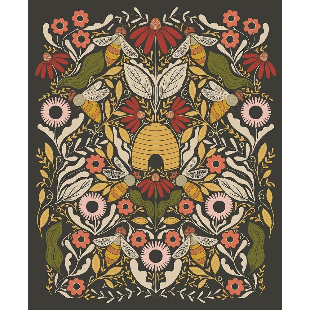 Bee Garden Panel | 36" x 44" - Black Metallic