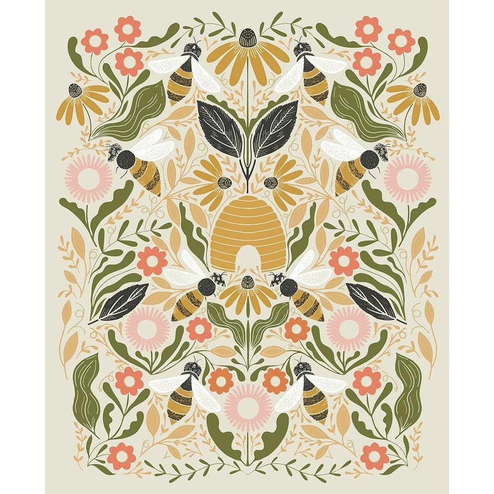 Bee Garden Panel | 36" x 44" - Porcelain Metallic