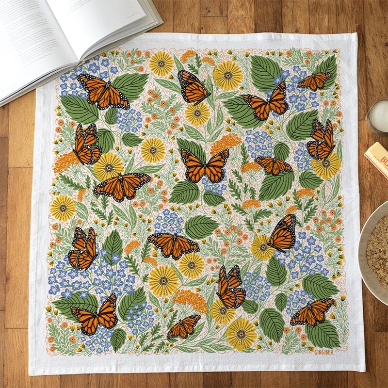 Bee Garden Tea Towel - Monarch Garden