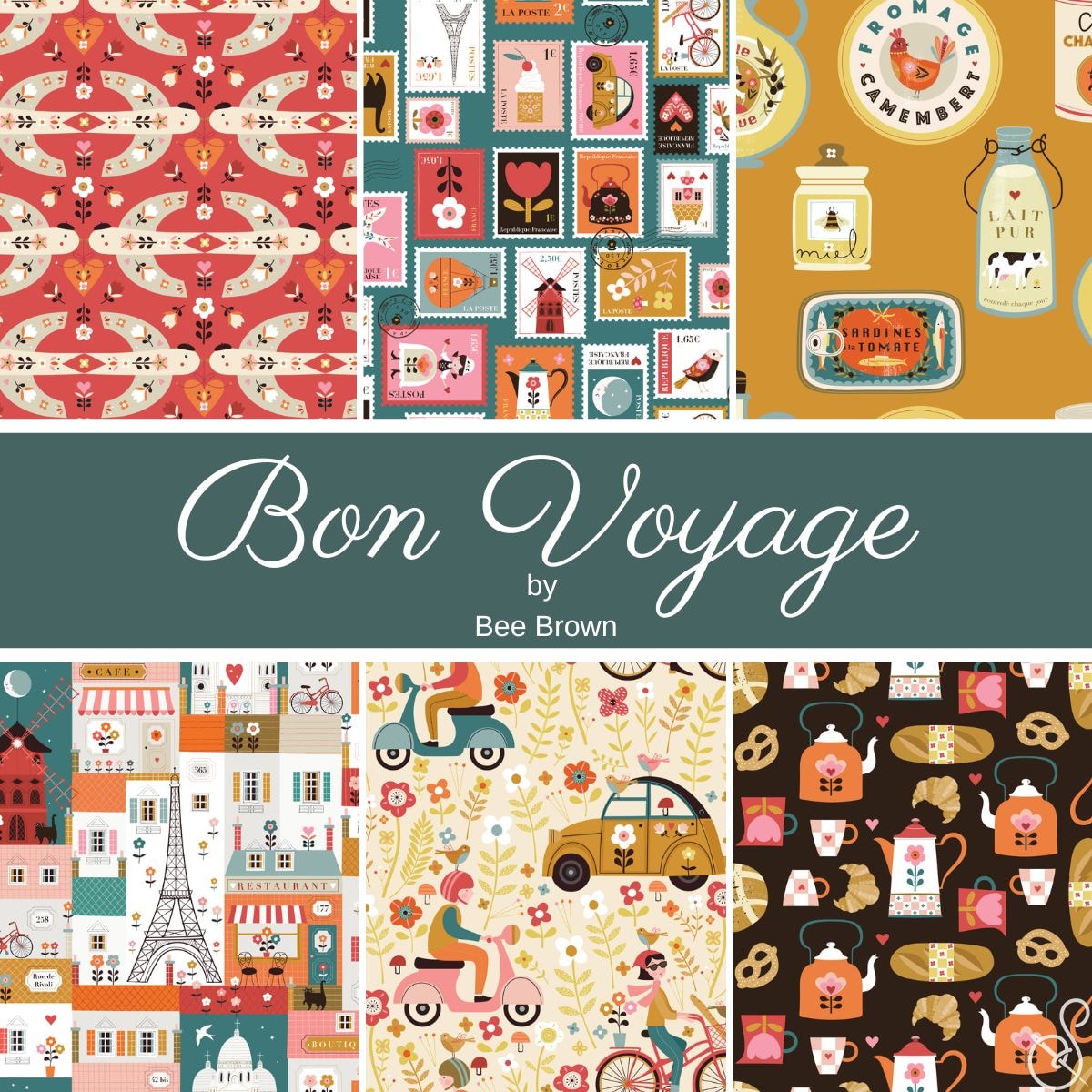 Bon Voyage Fat Quarter Bundle | Bee Brown | 6 FQs