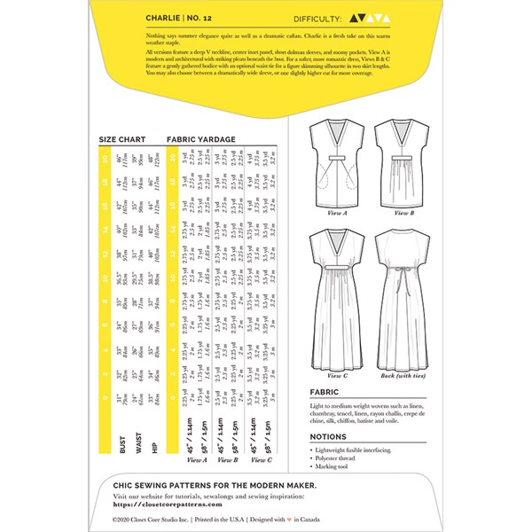 Charlie Caftan Pattern by Closet Core Patterns