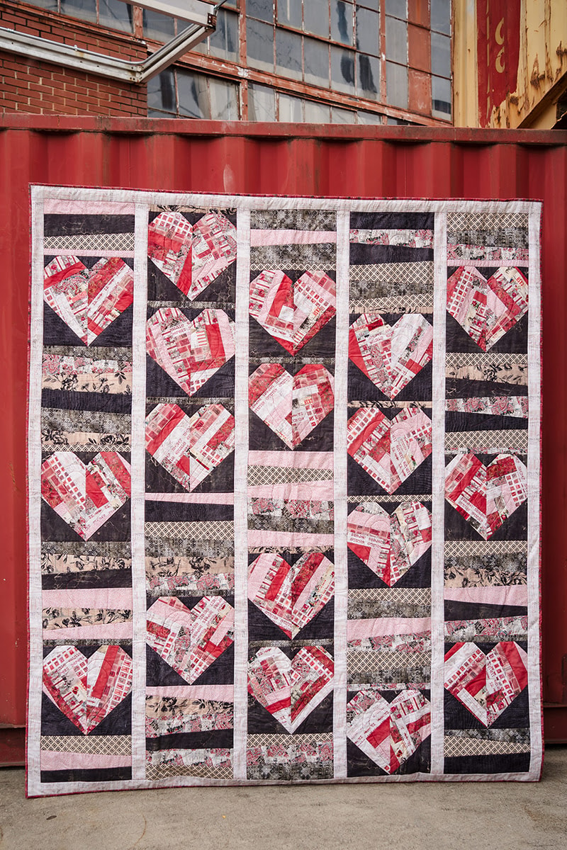 Country Hearts Quilt Pattern - Red Palette