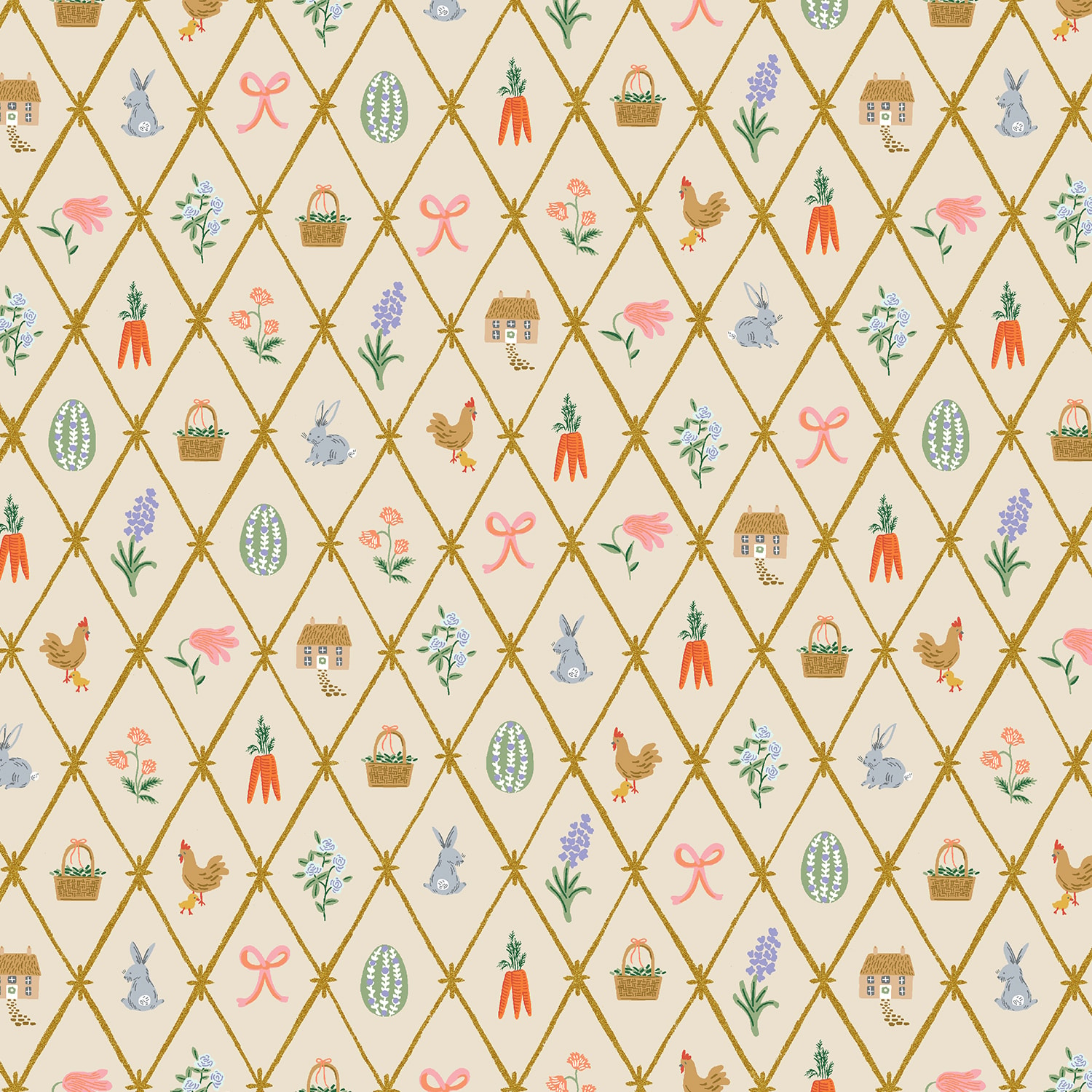 Easter Lattice - Linen Metallic