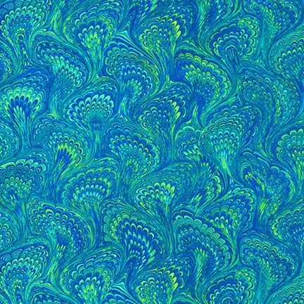 Marbled Endpaper - Peacock