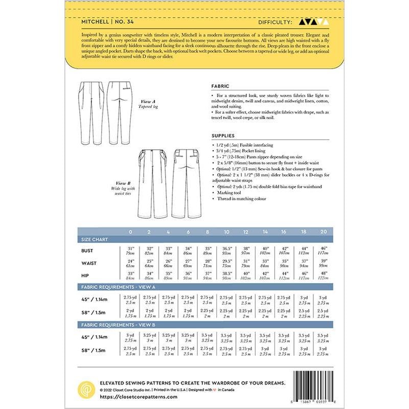 Mitchell Trousers Pattern | Closet Core Patterns