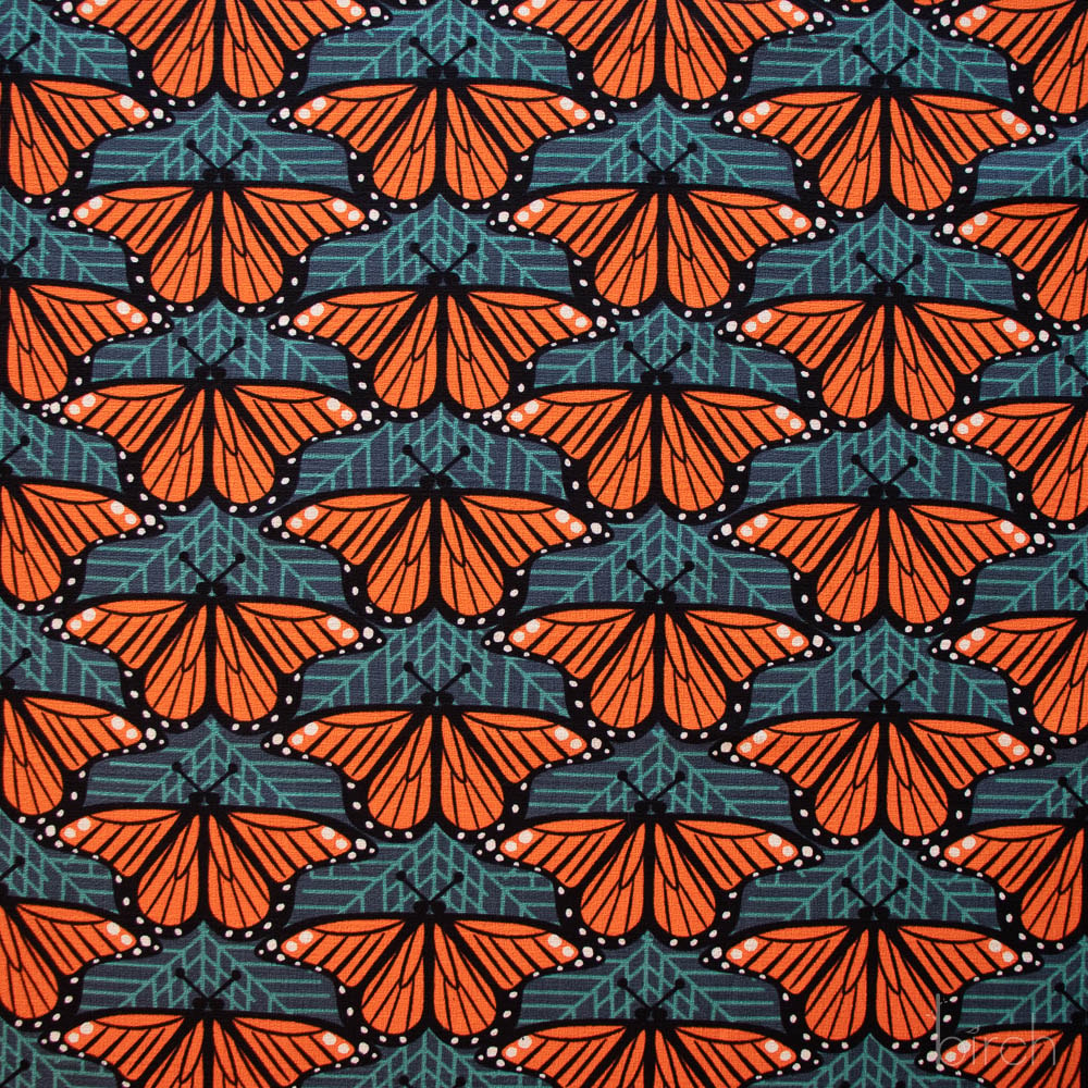 Monarch Butterflies - Orange BARKCLOTH