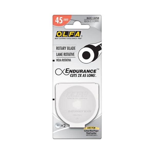 Olfa 45mm Endurance Rotary Blade 2 pack, SKU: RB45H-2