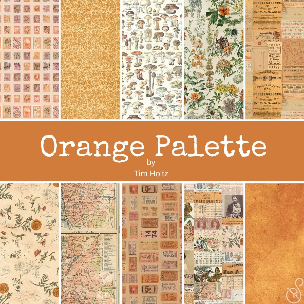 Orange Palette Fat Quarter Bundle | Tim Holtz | 10 FQs