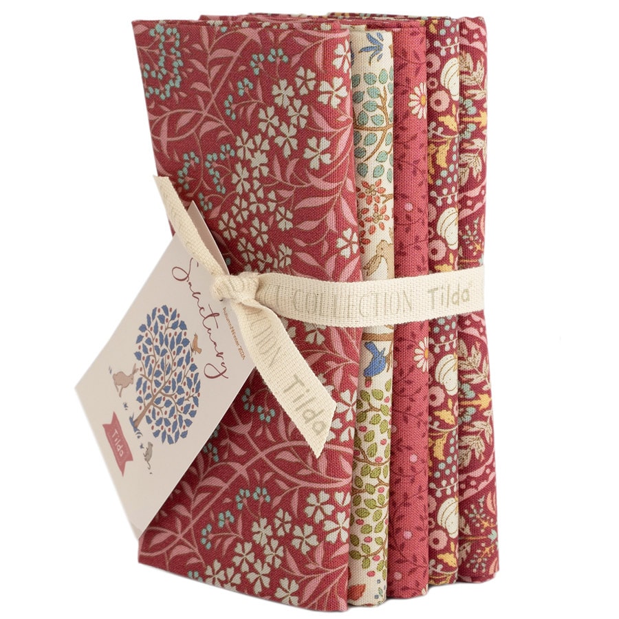 Sanctuary Fat Quarter Bundle | Tilda Fabrics - Maroon/Rhubarb Colorstory 5FQs