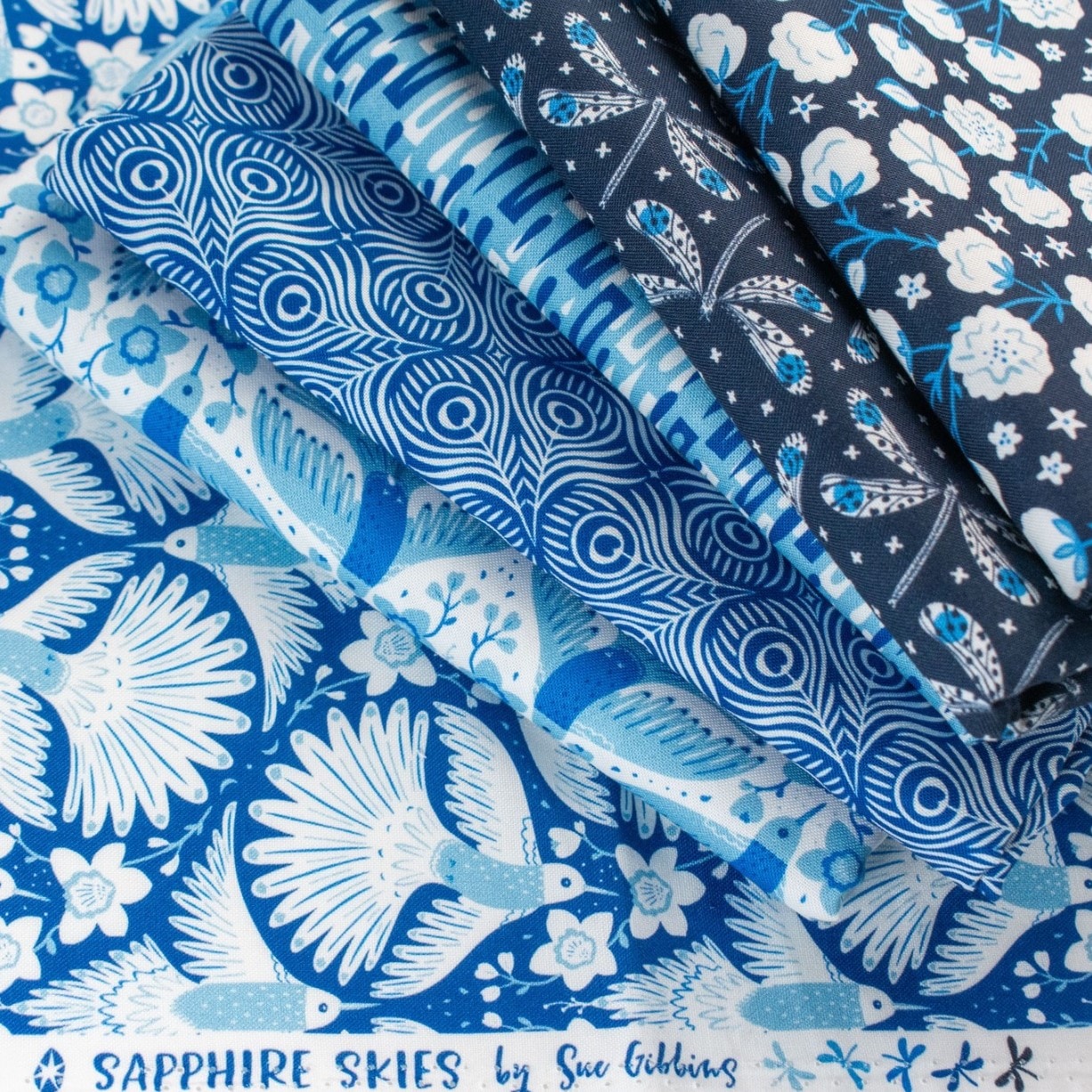 Sapphire Skies Fat Quarter Bundle | Sue Gibbins | 6 FQs