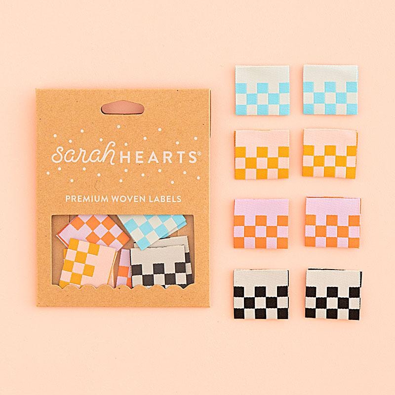 Sew In Labels | Sarah Hearts - Checkerboard - 7/8" x 1"