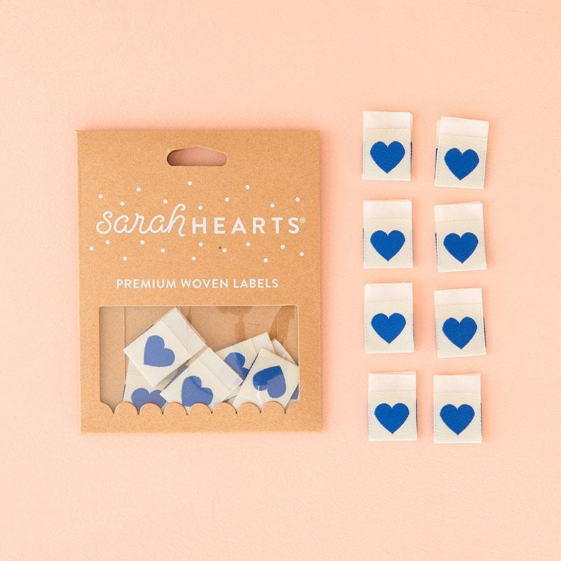 Sew In Labels | Sarah Hearts - Blue Heart - 7/8" x 5/8"