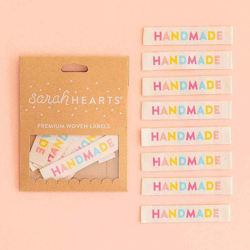 Sew In Labels | Sarah Hearts - Handmade -  2-5/8" x 1/2"