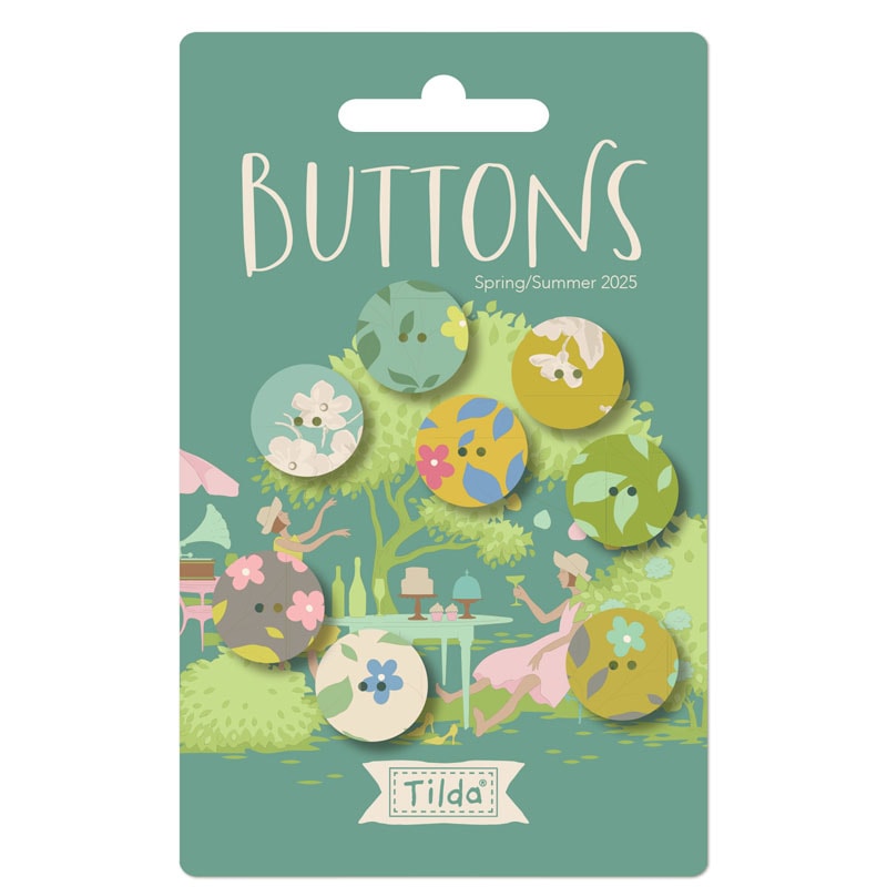 Sunday Brunch Buttons | Tilda Fabrics - Teal 16mm Set of 8