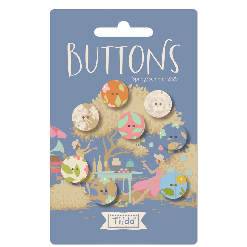 Sunday Brunch Buttons | Tilda Fabrics - Blue 14mm Set of 8