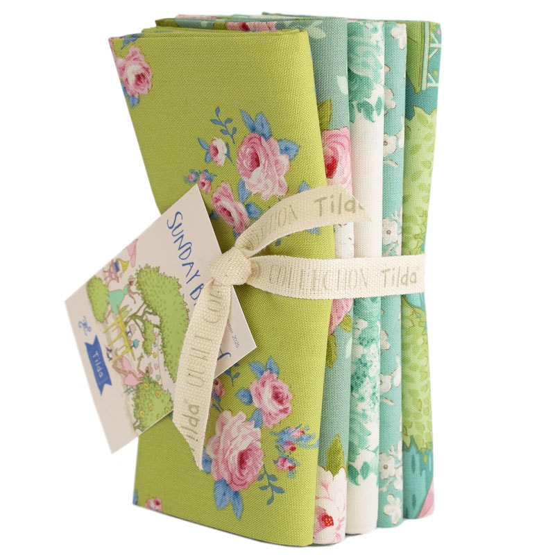 Sunday Brunch Fat Quarter Bundle | Tilda Fabrics - Lime/Teal Colorstory 5FQs