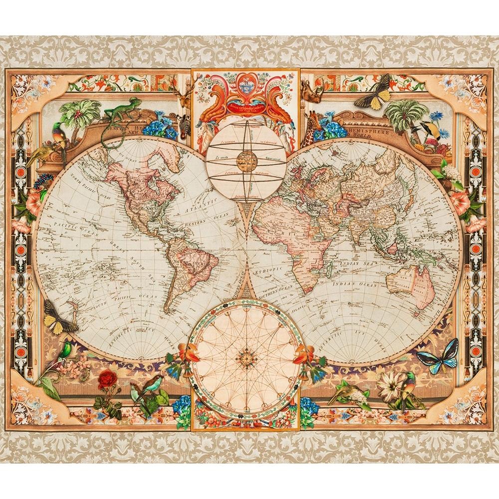 World Map Panel | Library of Rarities | 36"x44" - Antique