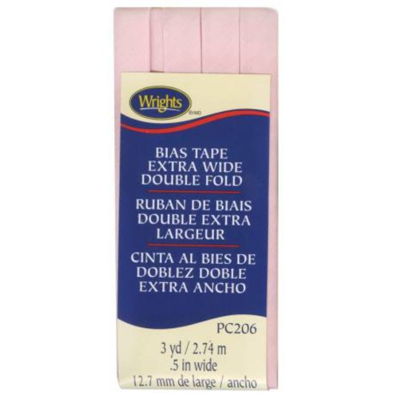 Wrights Extra Wide Double Fold Bias Tape 1/2 Pink